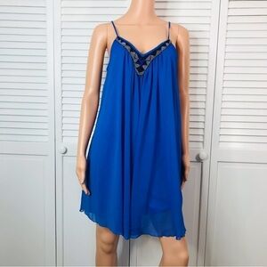 EXPRESS Blue Flowy Spaghetti Strap Dress Size Medium